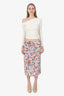 Marni Purple/Multicolour Silk Tulip Print Midi Skirt Size 42