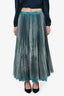 Issey Miyake Blue Metallic Pleated Mini Skirt Size 3