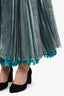 Issey Miyake Blue Metallic Pleated Mini Skirt Size 3