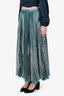 Issey Miyake Blue Metallic Pleated Mini Skirt Size 3