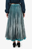 Issey Miyake Blue Metallic Pleated Mini Skirt Size 3