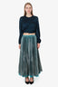 Issey Miyake Blue Metallic Pleated Mini Skirt Size 3