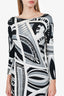 Emilio Pucci Black Patterned Long Sleeve Dress With Tassel Belt Size 6