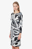 Emilio Pucci Black Patterned Long Sleeve Dress With Tassel Belt Size 6
