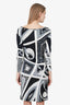 Emilio Pucci Black Patterned Long Sleeve Dress With Tassel Belt Size 6