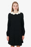 Valentino Black Scallop Collared Long Sleeve Mini Dress Size 6