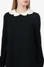 Valentino Black Scallop Collared Long Sleeve Mini Dress Size 6