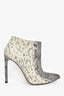 Gucci Grey Python Embossed Heeled Ankle Booties Size 38