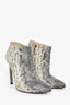 Gucci Grey Python Embossed Heeled Ankle Booties Size 38