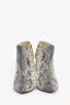 Gucci Grey Python Embossed Heeled Ankle Booties Size 38