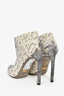 Gucci Grey Python Embossed Heeled Ankle Booties Size 38