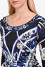 Emilio Pucci Blue Silk Patterned Long Sleeve Dress Size 10