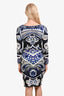 Emilio Pucci Blue Silk Patterned Long Sleeve Dress Size 10