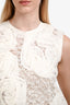 Comme Des Garcons White Lace Floral Detail Sleeveless Top Size M