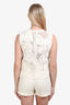 Comme Des Garcons White Lace Floral Detail Sleeveless Top Size M