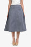 JW Anderson Blue Wool/Cotton Blend Check Midi Skirt Size 6