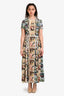 Burberry London 2017 Green Multicolour Painting Silk Short Sleeve Midi Dress Size 6