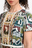 Burberry London 2017 Green Multicolour Painting Silk Short Sleeve Midi Dress Size 6