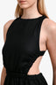SIR Black Linen Cutout Pleated Strap Maxi Dress Size 2