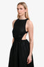SIR Black Linen Cutout Pleated Strap Maxi Dress Size 2