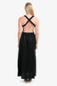 SIR Black Linen Cutout Pleated Strap Maxi Dress Size 2