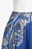 Sandro Blue/White Linen/Silk Blend Midi Skirt Size 1