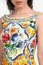 Dolce & Gabbana White/Multicolour Cotton Backless Midi Dress Size 38