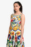 Dolce & Gabbana White/Multicolour Cotton Backless Midi Dress Size 38