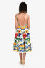 Dolce & Gabbana White/Multicolour Cotton Backless Midi Dress Size 38