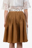 Burberry Brown Silk Printed Pleated Mini Skirt Size 2 US