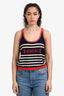 Gucci Navy/Red Stripe Cotton Knit Logo Tank Top Size S