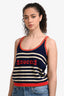 Gucci Navy/Red Stripe Cotton Knit Logo Tank Top Size S