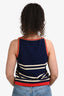 Gucci Navy/Red Stripe Cotton Knit Logo Tank Top Size S