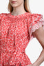 Ulla Johnson Red Floral Cotton Belted Pant Suit Size 4