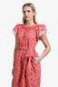 Ulla Johnson Red Floral Cotton Belted Pant Suit Size 4