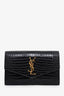 Saint Laurent Black Croc Embossed Leather Uptown Chain Wallet With Insert