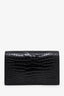 Saint Laurent Black Croc Embossed Leather Uptown Chain Wallet With Insert