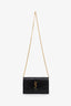 Saint Laurent Black Croc Embossed Leather Uptown Chain Wallet With Insert