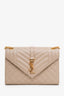 Saint Laurent Beige Grained Leather Small Envelope Bag