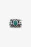 Gucci Sterling Silver Garden Tiger Head & Green Resin Band Ring