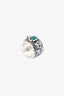 Gucci Sterling Silver Garden Tiger Head & Green Resin Band Ring