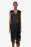 Dries Van Noten 2000S Black Black Silk Beaded Lace Sleeveless Dress Size 42