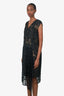 Dries Van Noten 2000S Black Black Silk Beaded Lace Sleeveless Dress Size 42