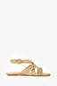 Stuart Weitzman Gold Woven Leather Ankle Strap Flat Sandals Size 39