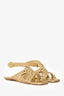 Stuart Weitzman Gold Woven Leather Ankle Strap Flat Sandals Size 39