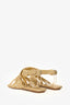 Stuart Weitzman Gold Woven Leather Ankle Strap Flat Sandals Size 39
