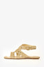 Stuart Weitzman Gold Woven Leather Ankle Strap Flat Sandals Size 39