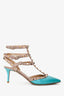 Valentino Turquoise Patent Rockstud Kitten Heels Size 38.5
