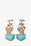 Valentino Turquoise Patent Rockstud Kitten Heels Size 38.5