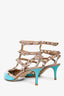 Valentino Turquoise Patent Rockstud Kitten Heels Size 38.5